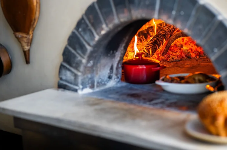 Wood-burning oven at Bistro Lagniappe